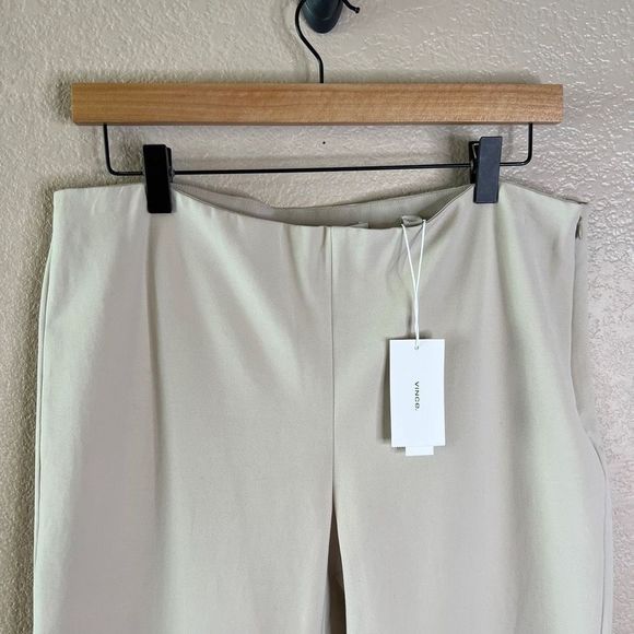 Vince Cropped Flared Trouser Pants Womens XL Cream Beige Flat Front Side Zip NWT - Picture 2 of 15
